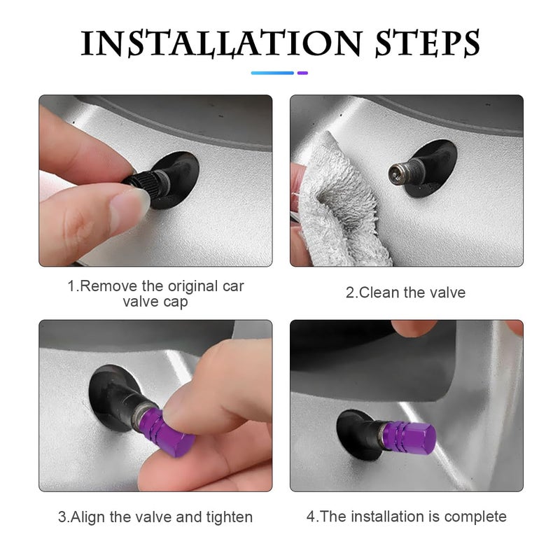 Fekey&JF 16 PCS Car Tire Valve Stem Caps, Waterproof Airtight Car Wheel Tire Valve Stem Covers Universal for Cars, Bicycles, Trucks, Motorcycles, Car Accessories for Men Women (Purple) - Image 5